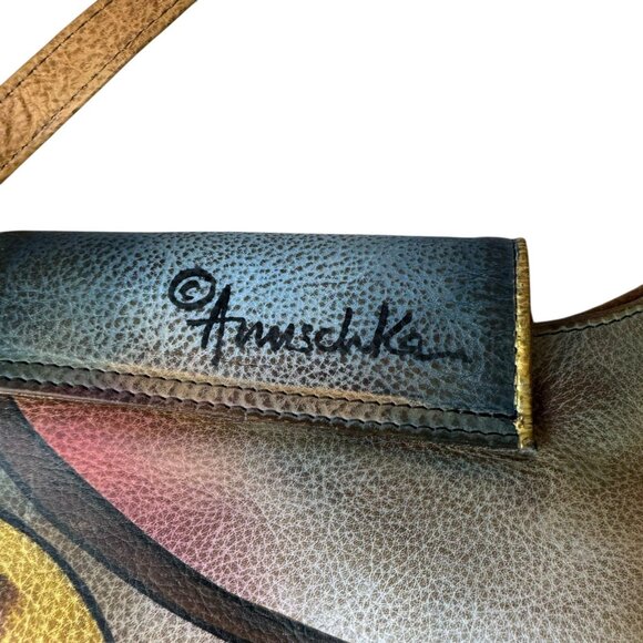 Anuschka Hand Painted Leather abstract Flap Crossbody Bag NWT 257-AT artsy art - Picture 6 of 13